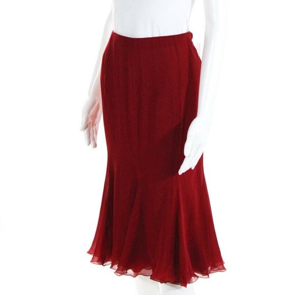 NWOT, EMANUEL UNGARO WOMENS RED SILK SKIRT
