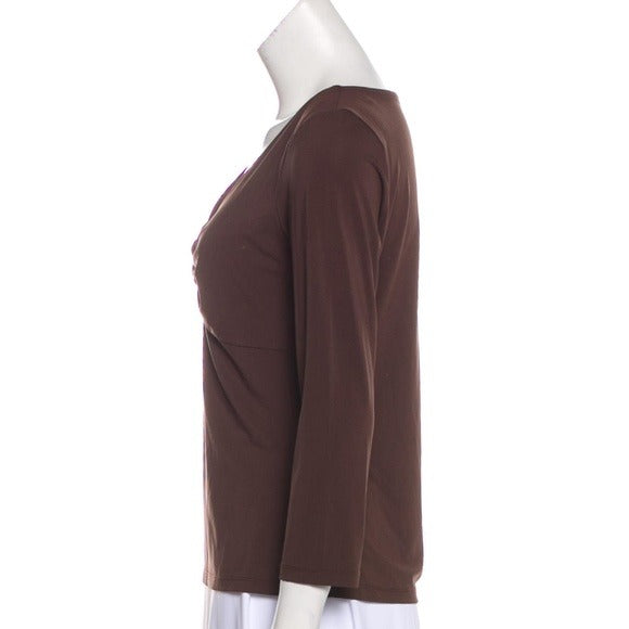 MICHAEL MICHAEL KORS Brown V-Neck Long Sleeve Top