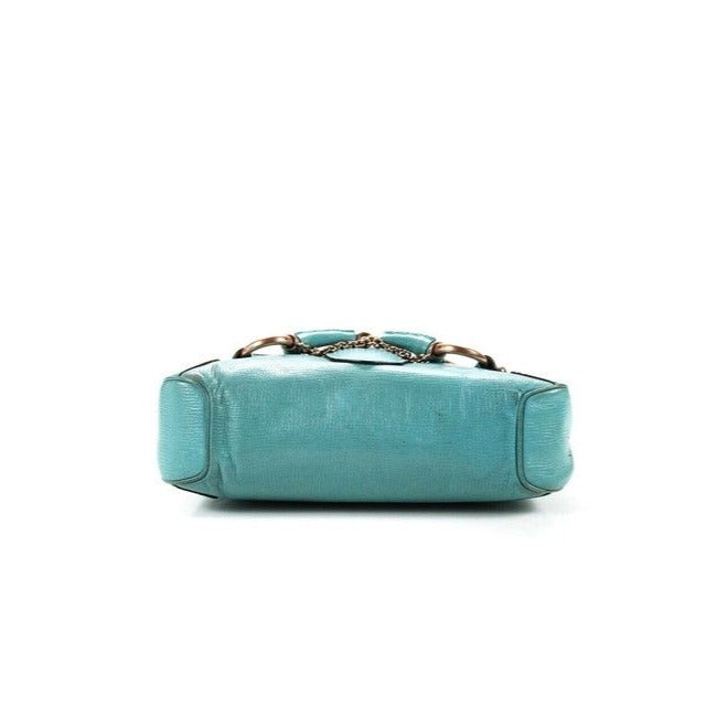 Gucci Turquoise Leather Horse-bit Chain Saddle Bag
