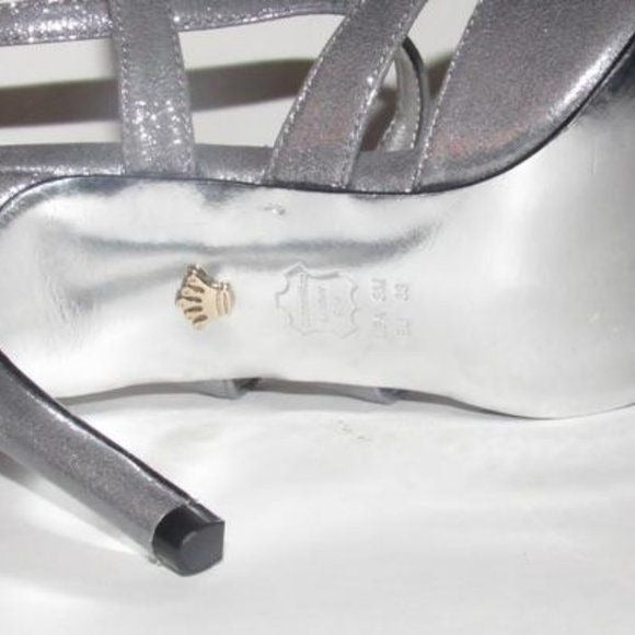 Nina Sparkly Silver Strappy Sandals Stiletto NWOB
