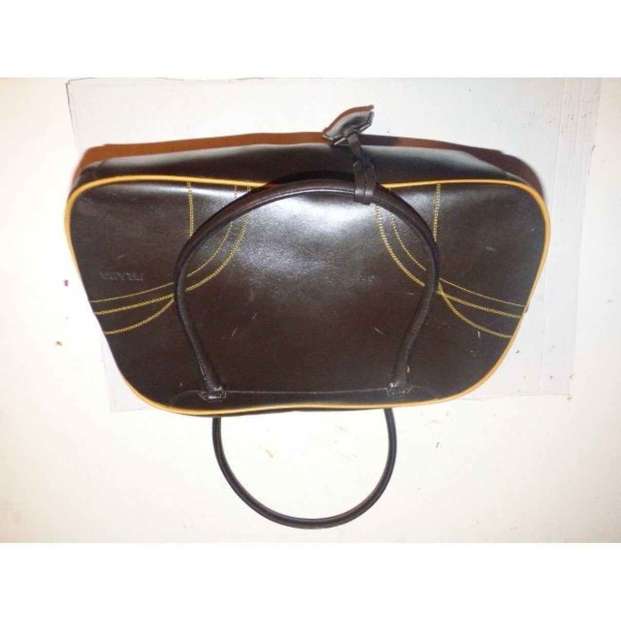 Prada 1990's brown leather bowling bag