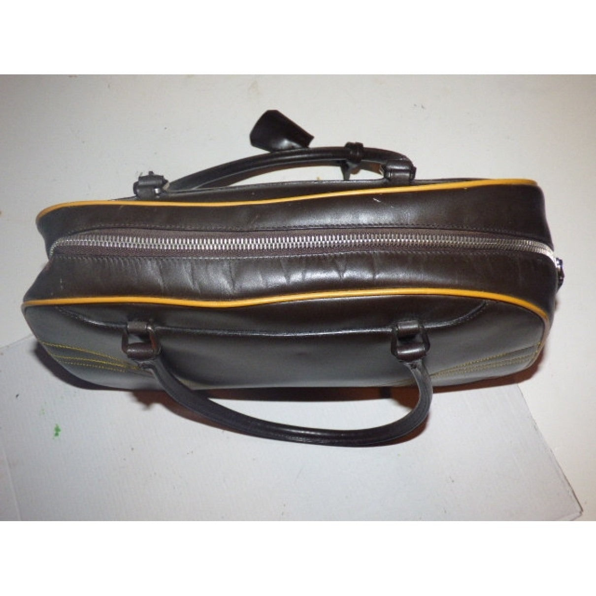 Prada 1990's brown leather bowling bag