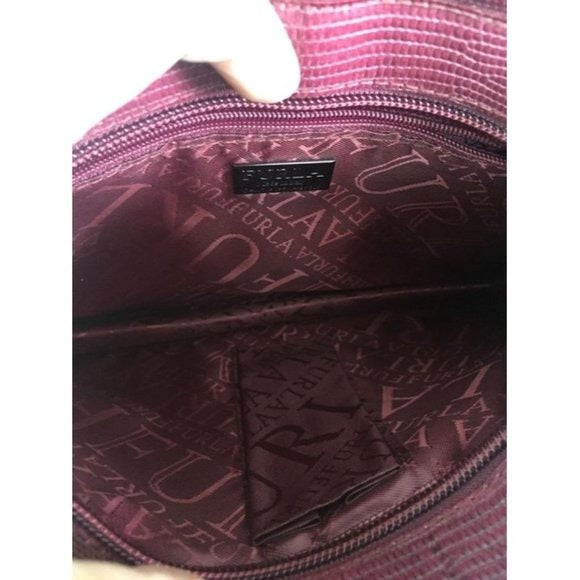 FURLA Vintage Maroon Dark Red Lizard Shoulder Bag