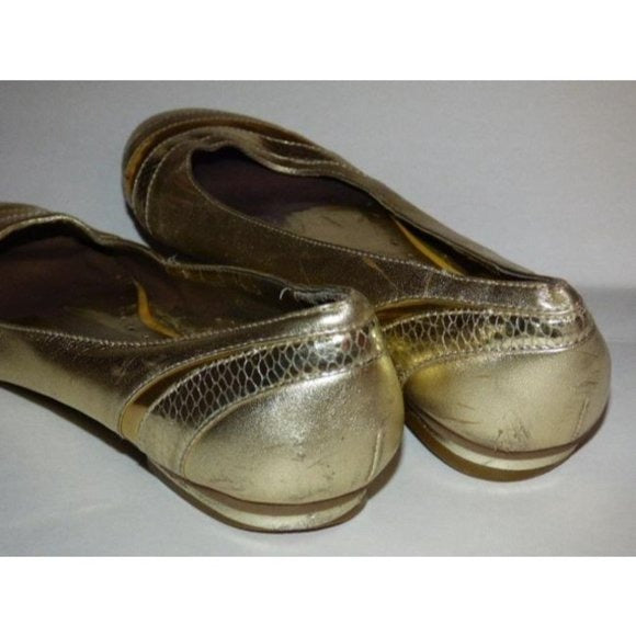 BCBGMaxAzria Textured Gold Silver Metallic Ballet