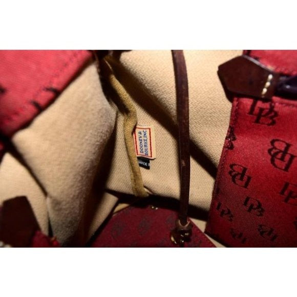 Dooney And Bourke Dark Red And Brown Canvas DB Logo Print Purse