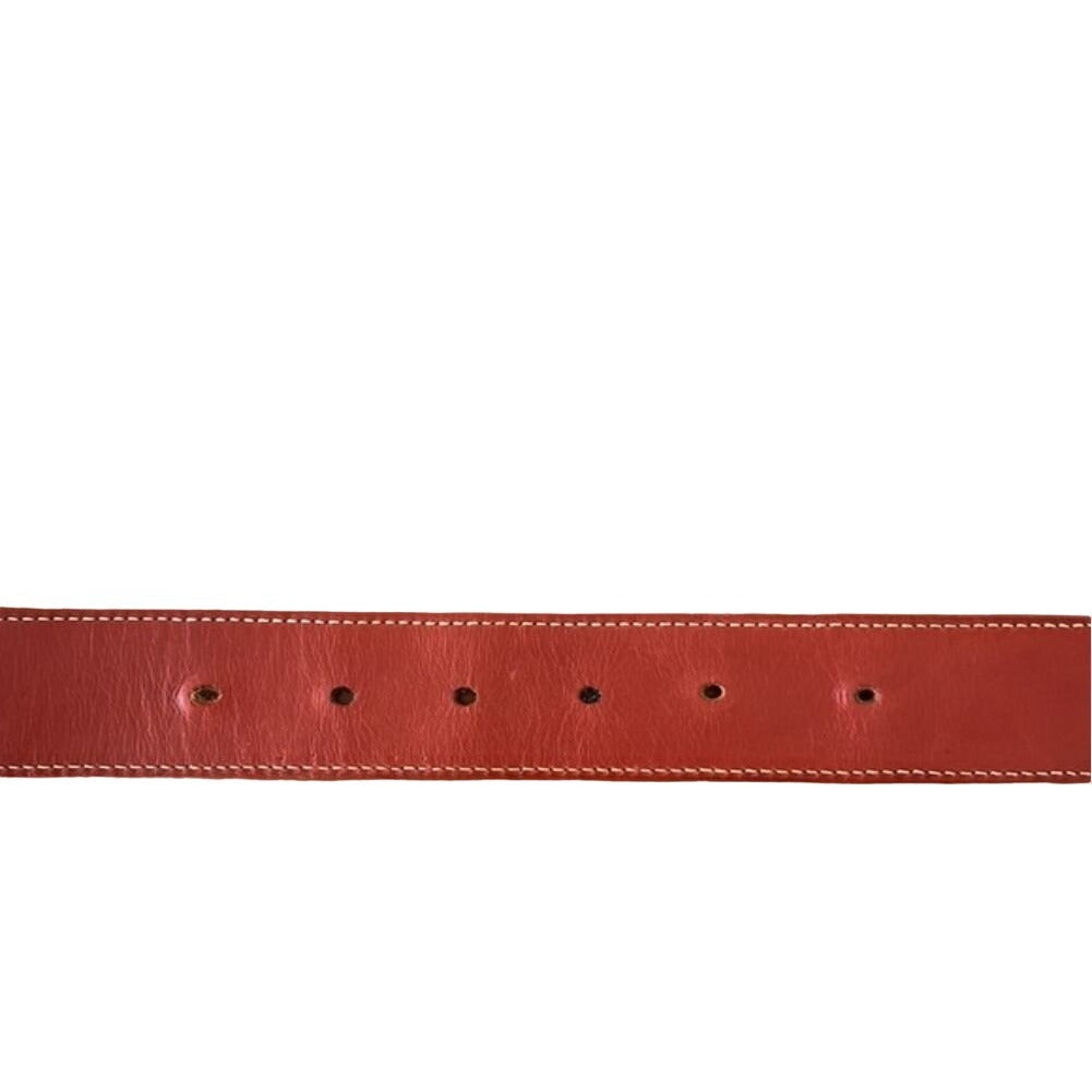 Gucci red leather belt w Gucci Interlocking GG logo buckle