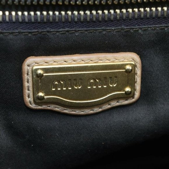 Miu Miu Tan Pleated Matelasse Leather Top Handle Satchel With Locking Clasp & Key