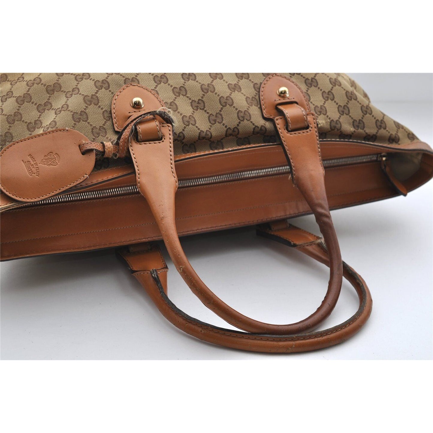 Gucci brown Guccissima Web Heritage XL Tote w red & green