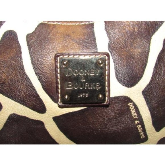 Dooney And Bourke Ivory And Brown Giraffe Print Leather HOBO Purse