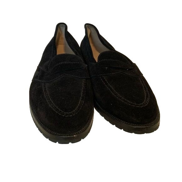 Manolo Blahnik Black Suede Loafer Almond Toe Flats