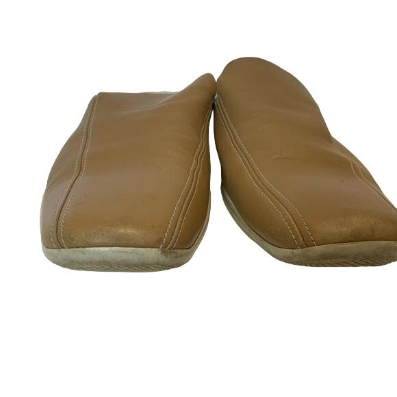 PRADA Camel Beige Squared Toe Slide Mules