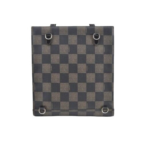 Vintage, Fendi, Roma 1925, checkerboard print in shades of brown coated canvas & brown leather, cross body, tote, or back pack