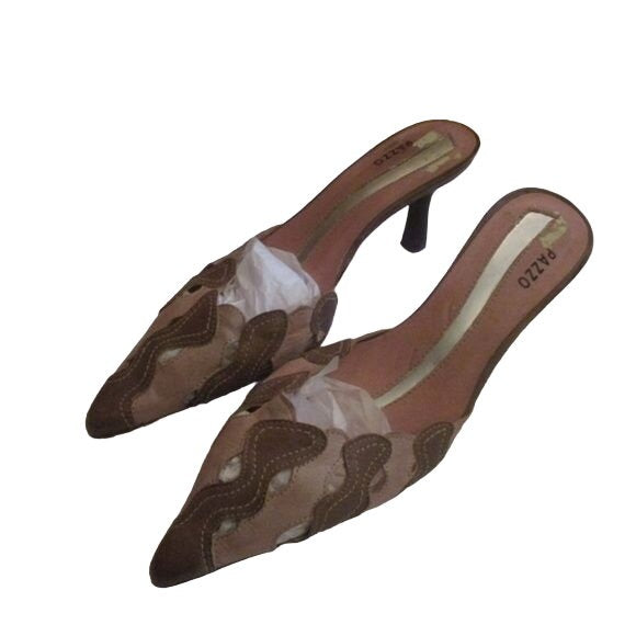 Vintage Pazzo Pink Taupe Suede Pointed Toe Slides