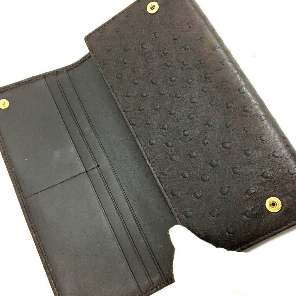 SALE- Miu Miu brown ostrich leather bi-fold style XL wallet
