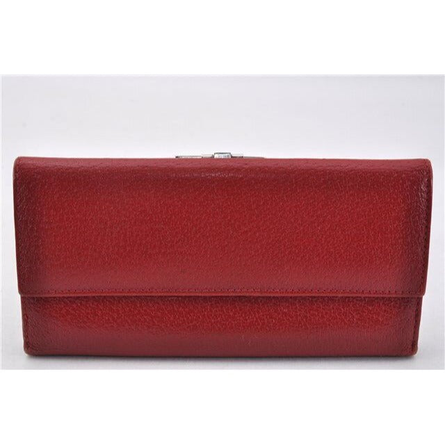 Gucci red leather wallet w square silver G clasp