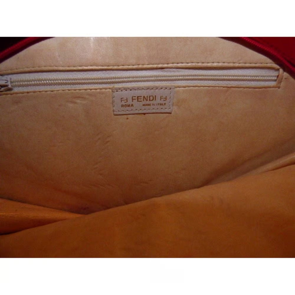 Early Fendi red patent leather stylized fan shaped purse