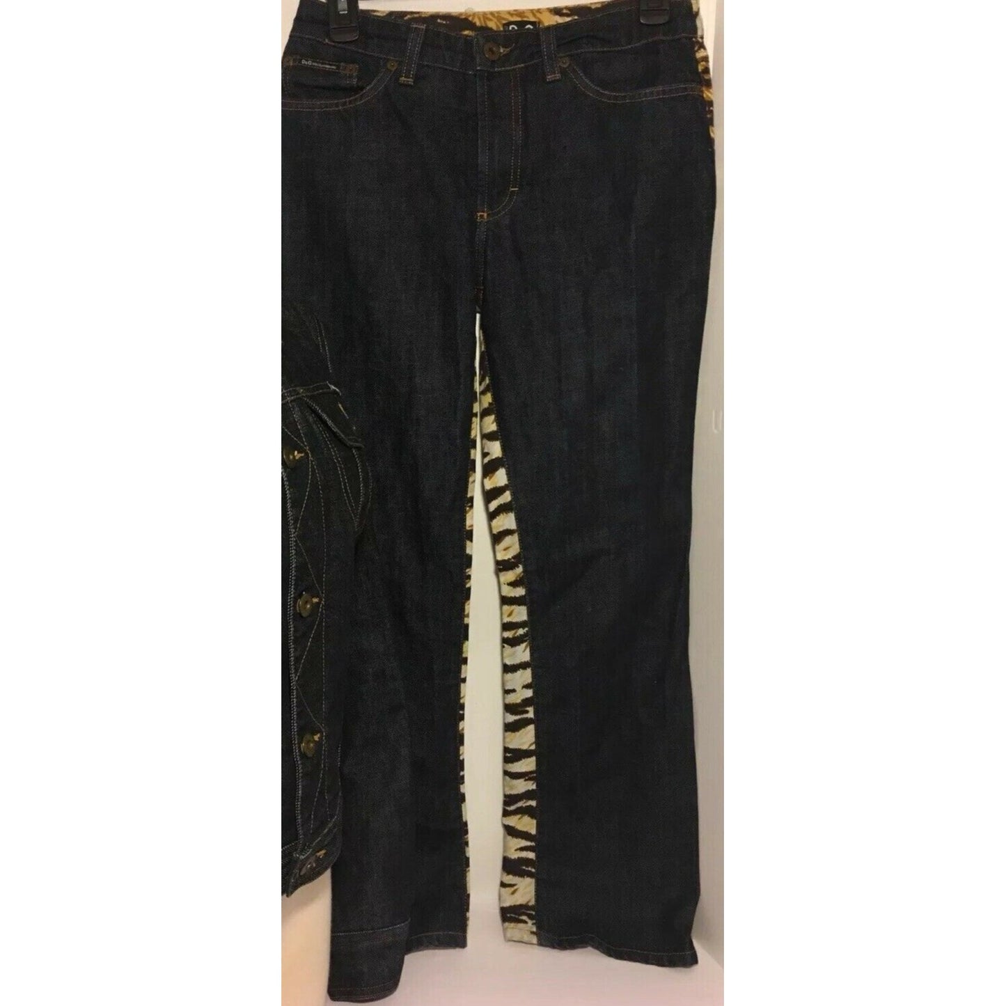 Dolce & Gabbana dark rinse denim & leopard print JEANS