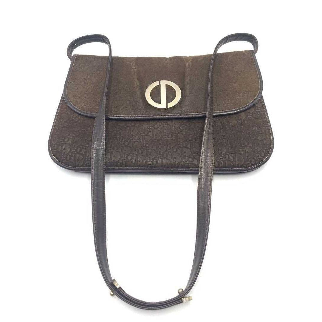 Christian Dior brown trotter print leather two-way purse