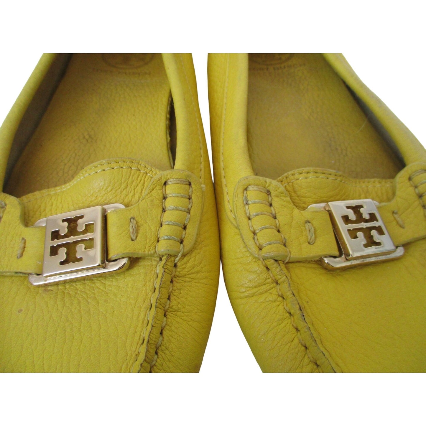 Tory Burch yellow leather size 8 car shoe style loafers