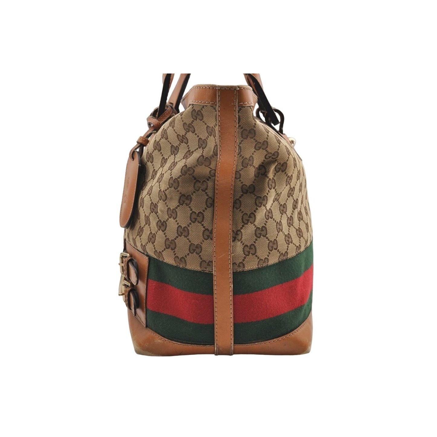 Gucci brown Guccissima Web Heritage XL Tote w red & green