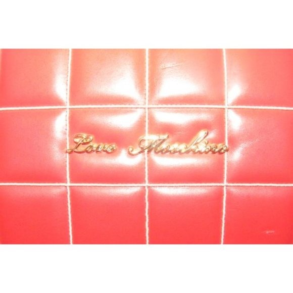 Moschino Red Quilted Leather Shoulder Bag w Envelope Top & Chain Strap