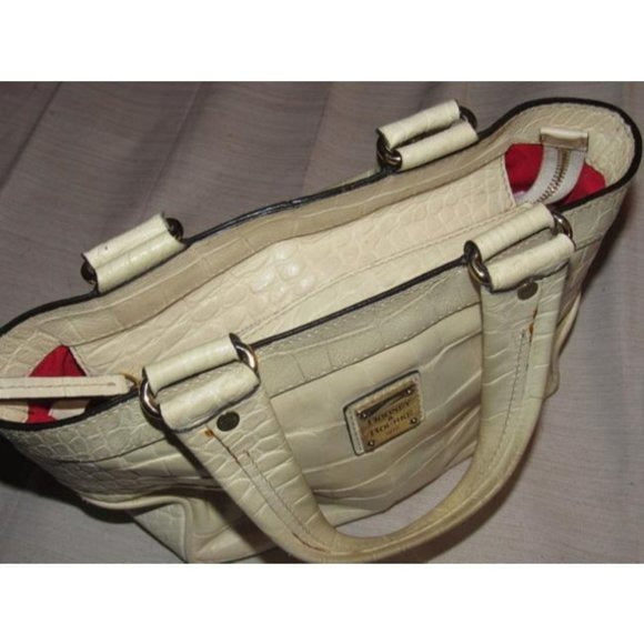 Dooney And Bourke Off White Crocodile Embossed Leather Satchel Tote