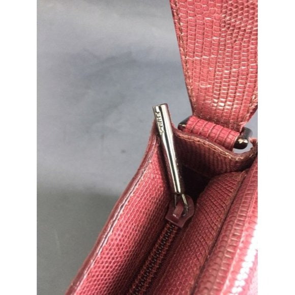 FURLA Vintage Maroon Dark Red Lizard Shoulder Bag