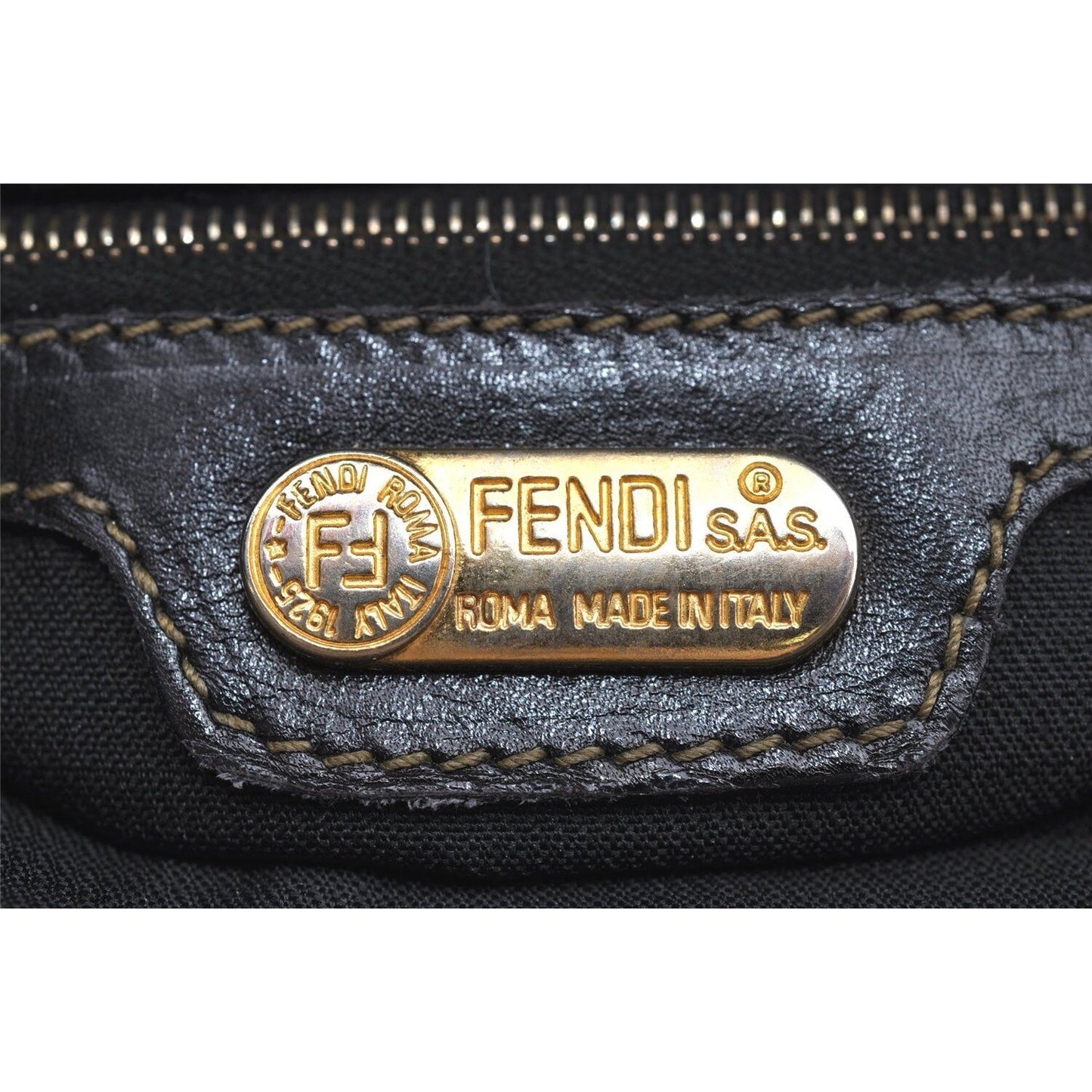 Vintage, Fendi, Roma 1925, checkerboard print in shades of brown coated canvas & brown leather, cross body, tote, or back pack