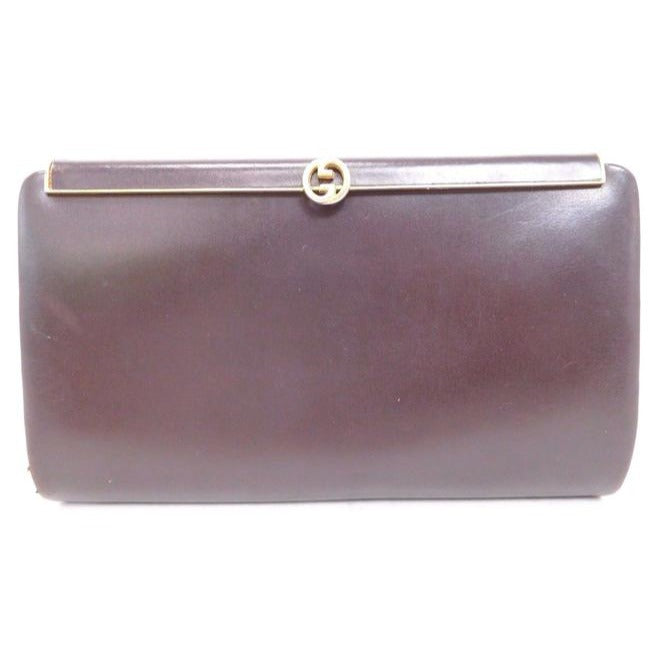 Gucci Chocolate Brown Leather Interlocking G Clutch