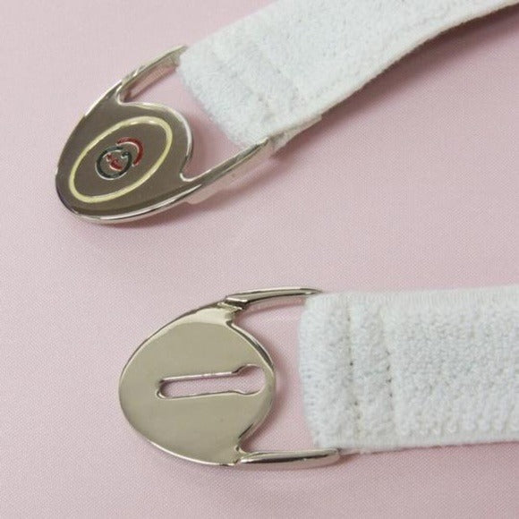 Gucci NOS White Terry Cloth Belt w Red Green Enamel