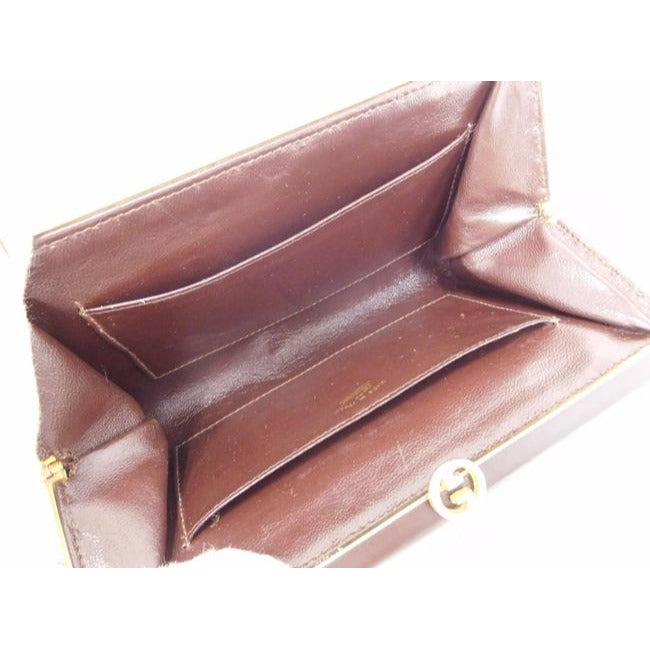 Gucci Chocolate Brown Leather Interlocking G Clutch