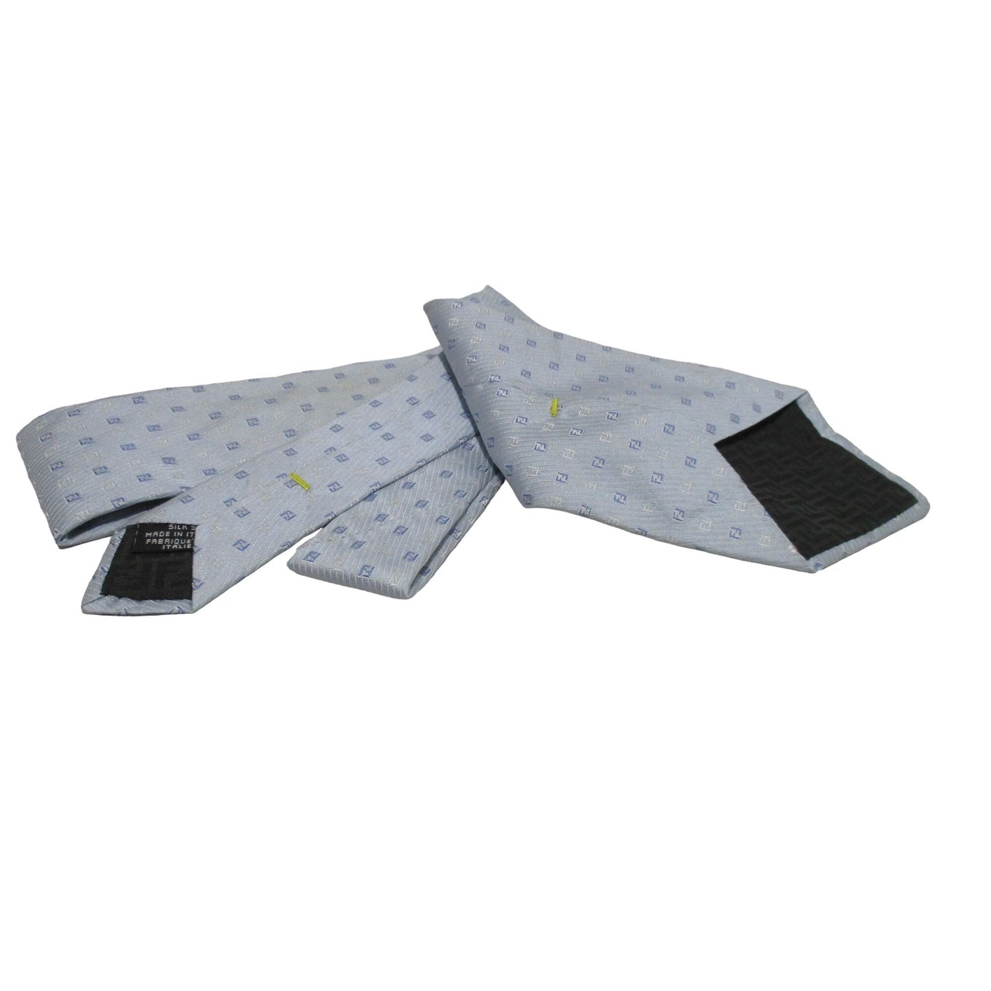 Vintage Fendi tie/scarf made of 100% light blue silk with a logo print in shades of blue