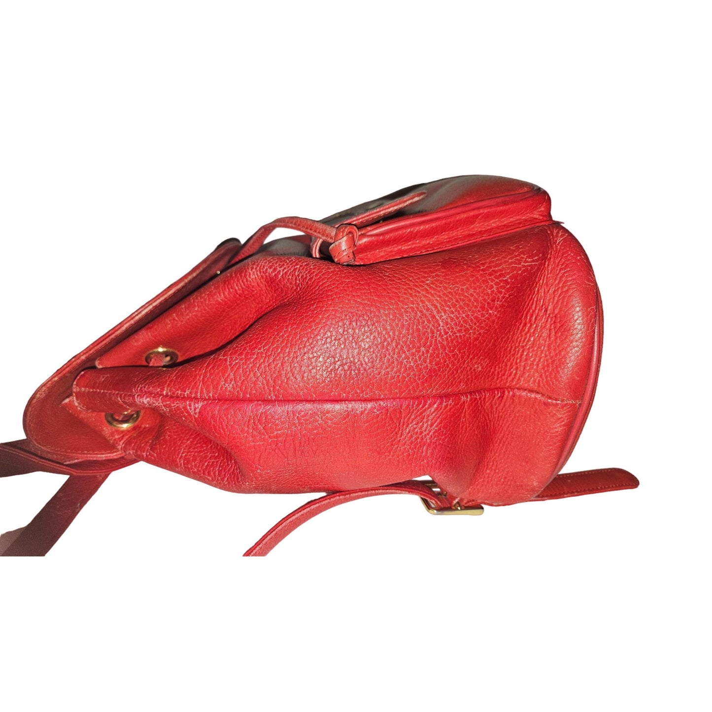 MCM vintage red leather backpack with gold hardware
