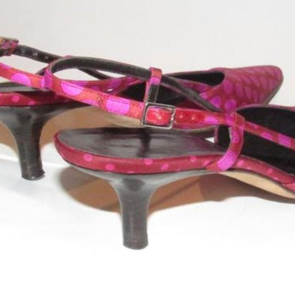 Kate Spade Fuchsia Polka Dots Over Brown Silk