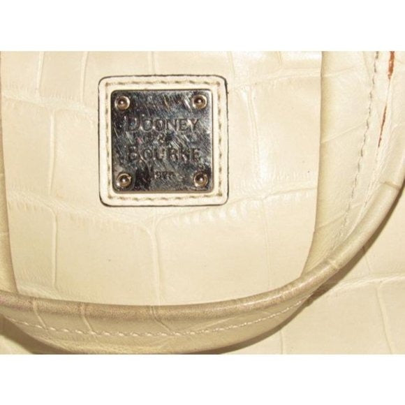 Dooney And Bourke Off White Crocodile Embossed Leather Satchel Tote
