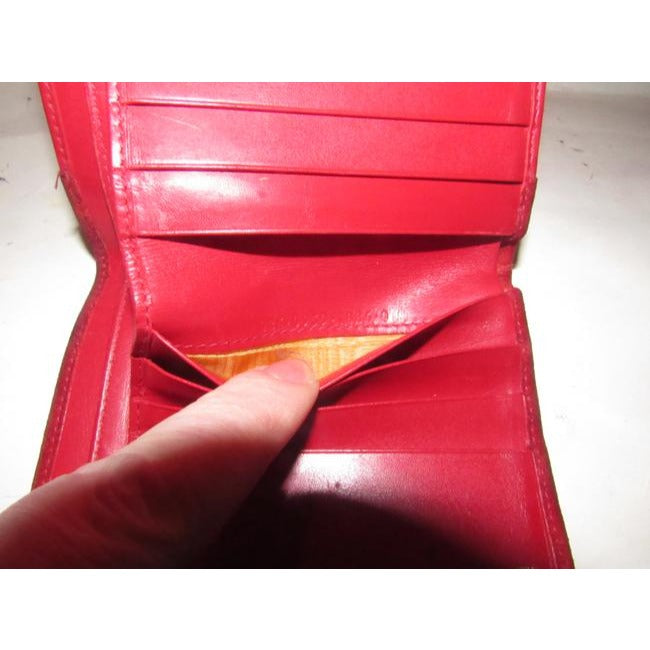 Vintage Gucci Red Suede & Leather Wallet With Gold Horse-bit
