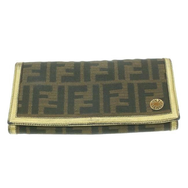 Fendi Zucca Print & Gold Leather Wallet