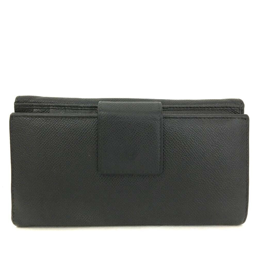 Bvlgari, black saffiano leather, continental style, XL wallet w lots of small & large compartments, zip pockets, & chrome hardware