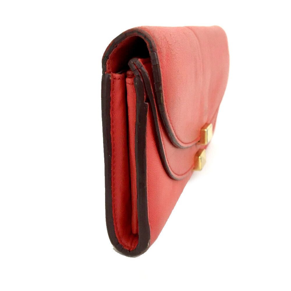 Chloe red leather Georgia XL wallet w double snap envelope top