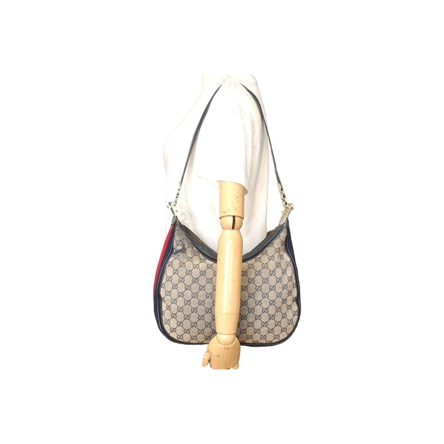 Gucci blue Guccissima print Attache hobo w Sherry stripe