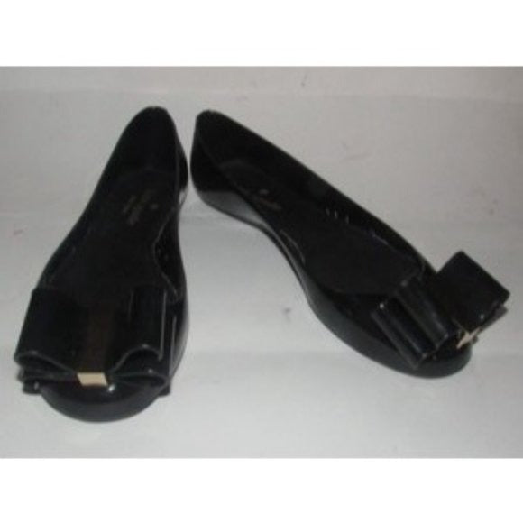 Kate Spade Black Patent Leather Flats w Exaggerated Bow