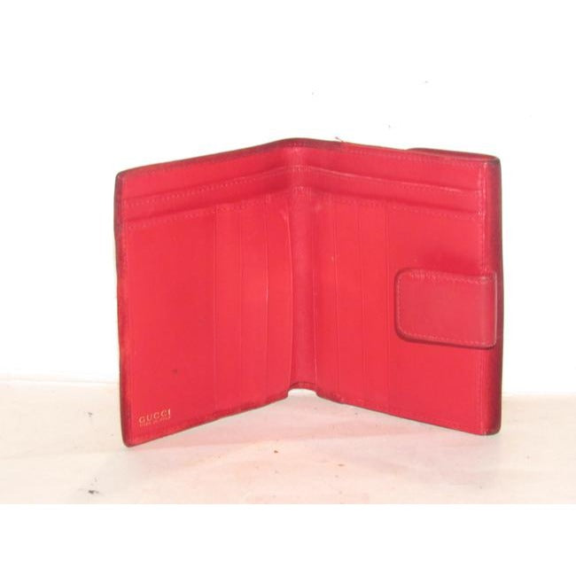 Vintage Gucci Red Suede & Leather Wallet With Gold Horse-bit