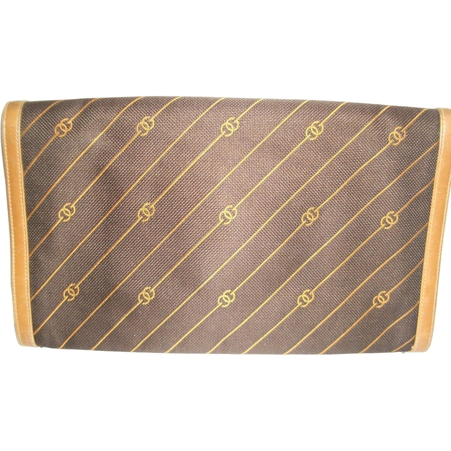 GUCCI early brown logo print XL asymmetrical envelope top clutch