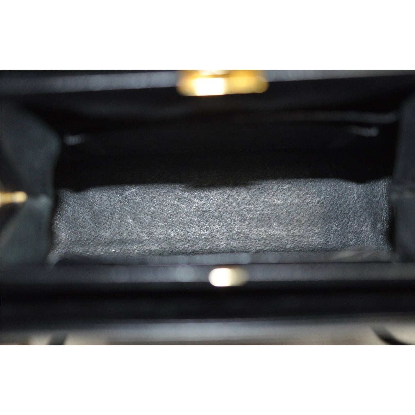 Gucci black leather top handle Kelly bag with blue lapis