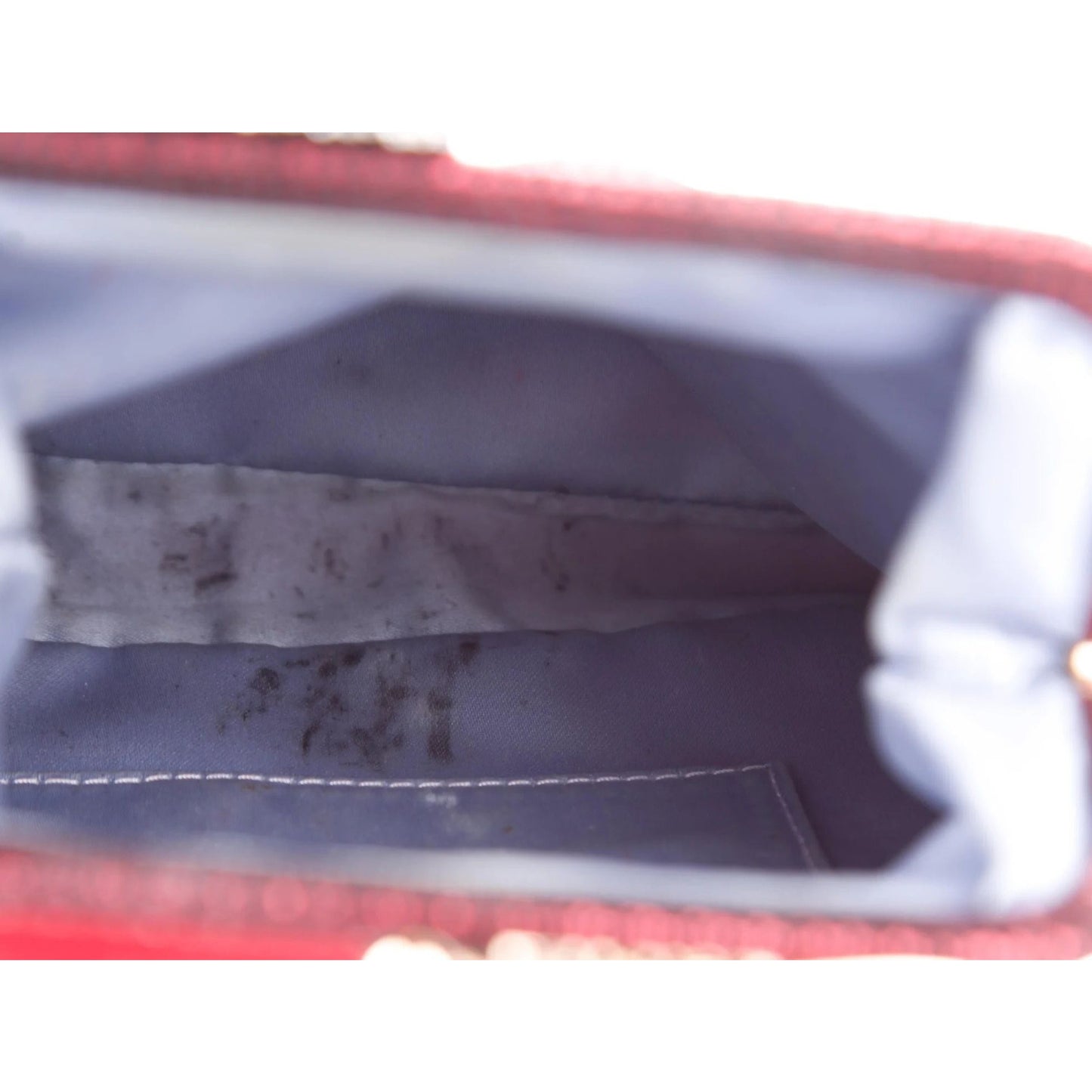 Red Satin & Python Fendi Borderline Frame Clutch w Crystals