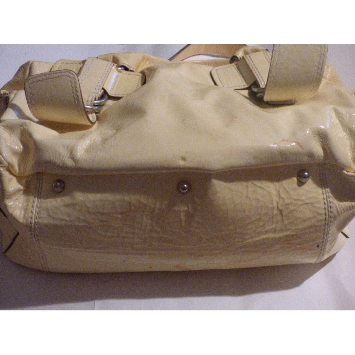 Chloe pale yellow leather XL Bay satchel w green
