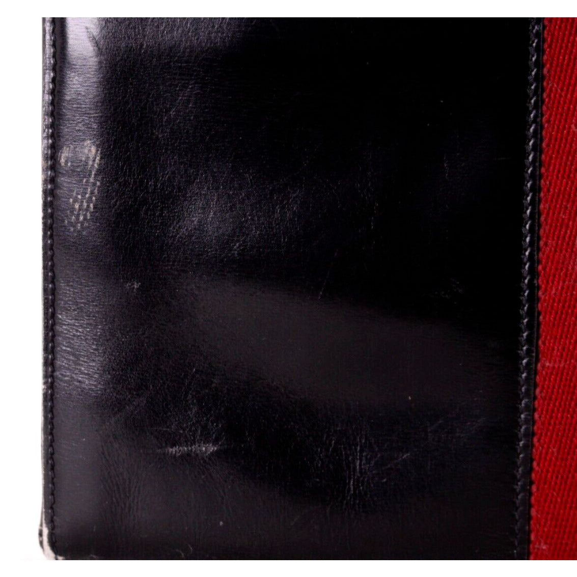 Vintage, Gucci, midnight blue leather, clutch, portfolio, or tablet holder with a wide, red and navy Sherry stripe