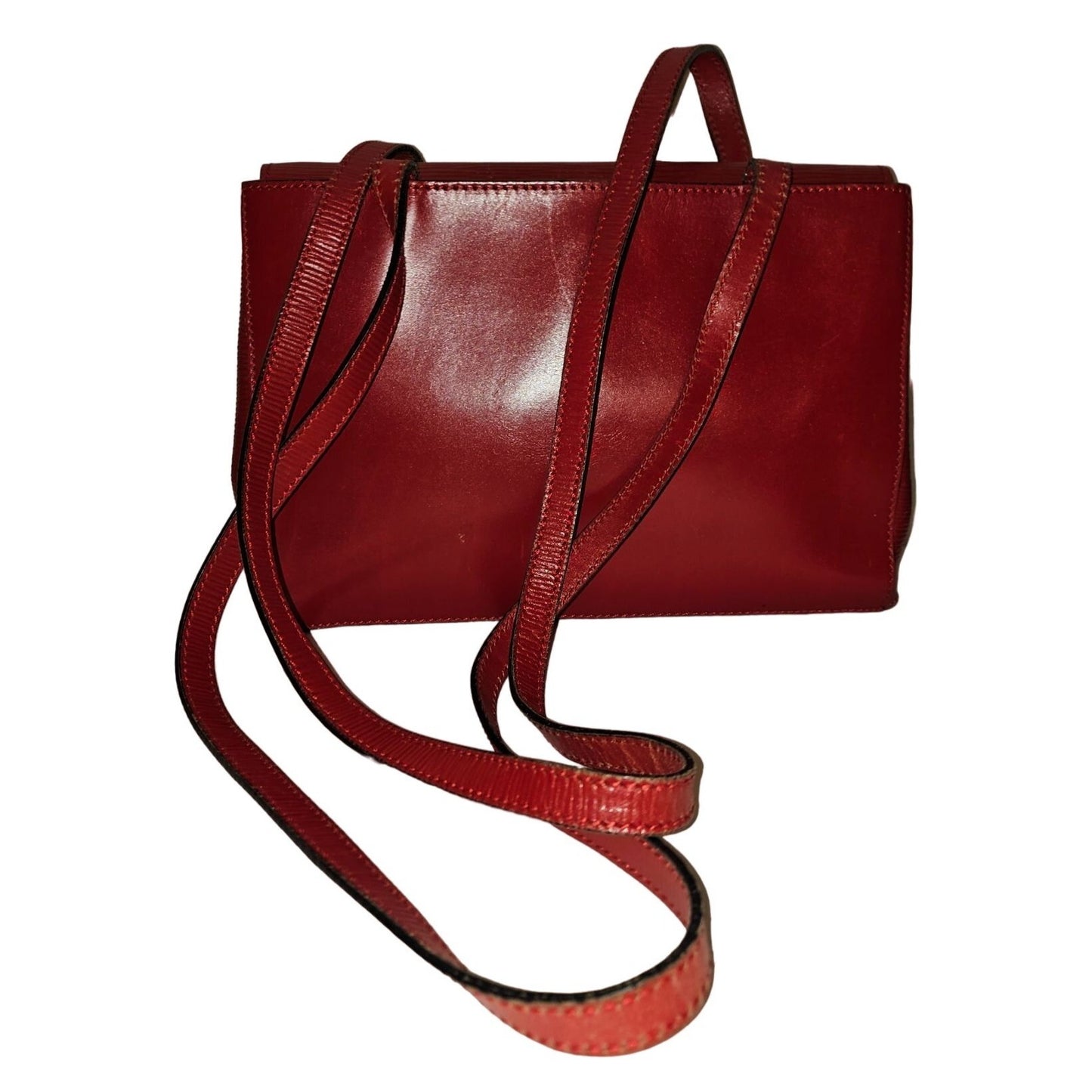 Fendi red leather Janus head satchel