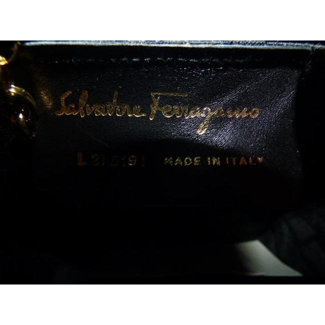 Ferragamo Metallic Leather Purse w Gold Gancini Accents