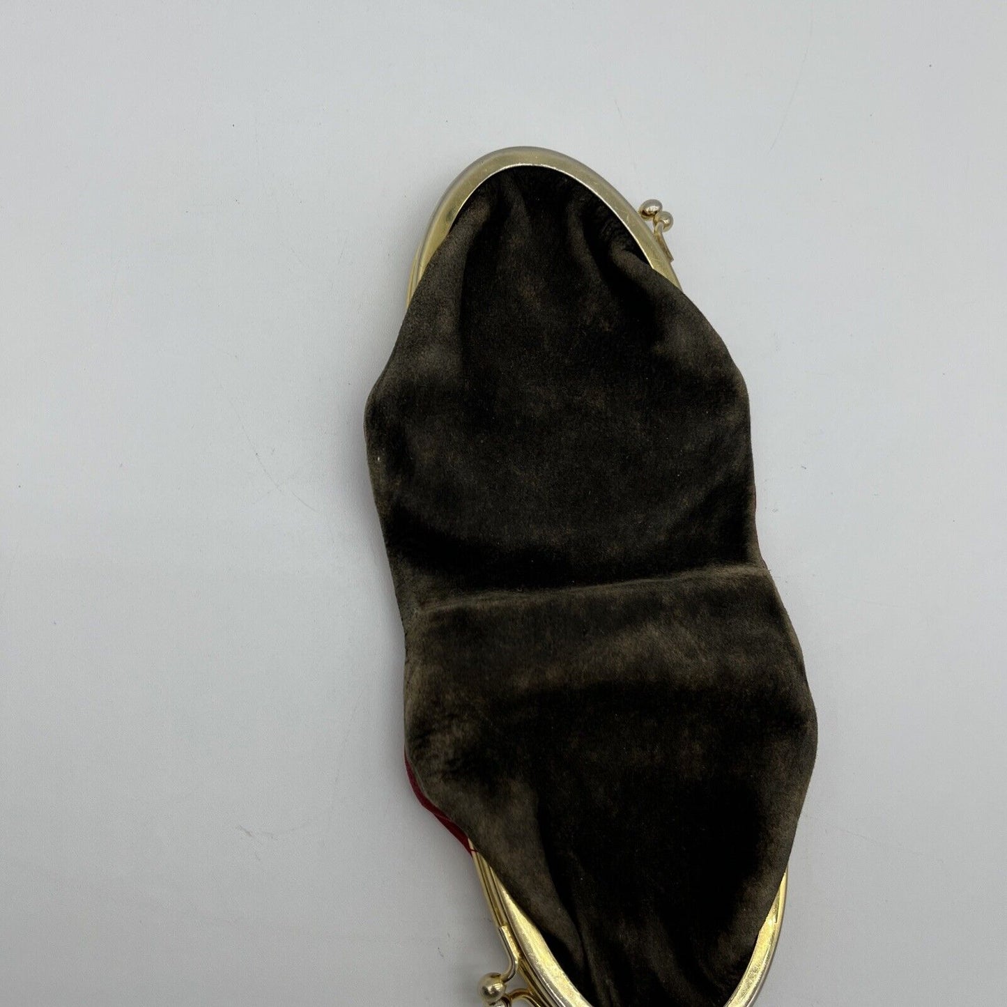 Vintage double sided, red leather & brown suede kiss close change purse